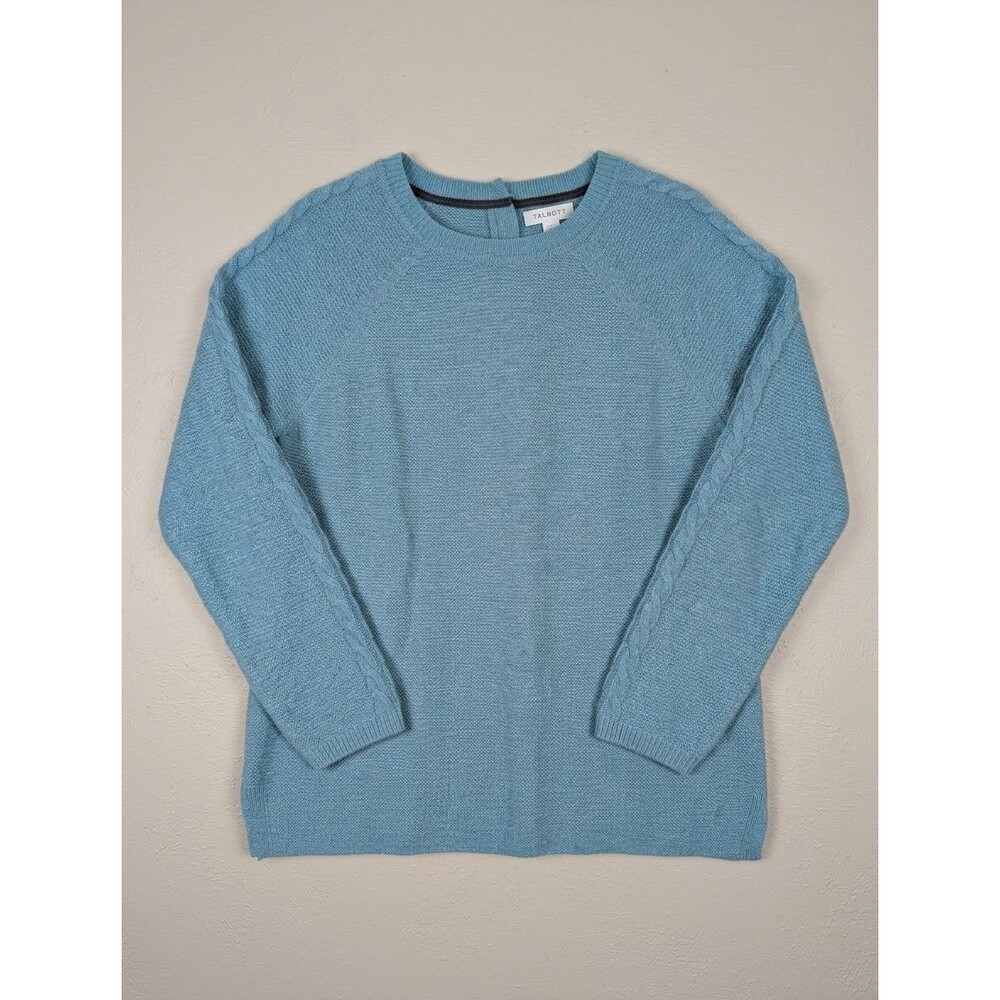 NWT Tabitha Webb Blue Lambswool Long Sleeve Pullover Sweater - XL